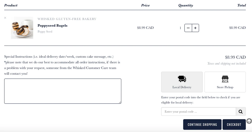 Shopifyの限定エリア配送のスクショ