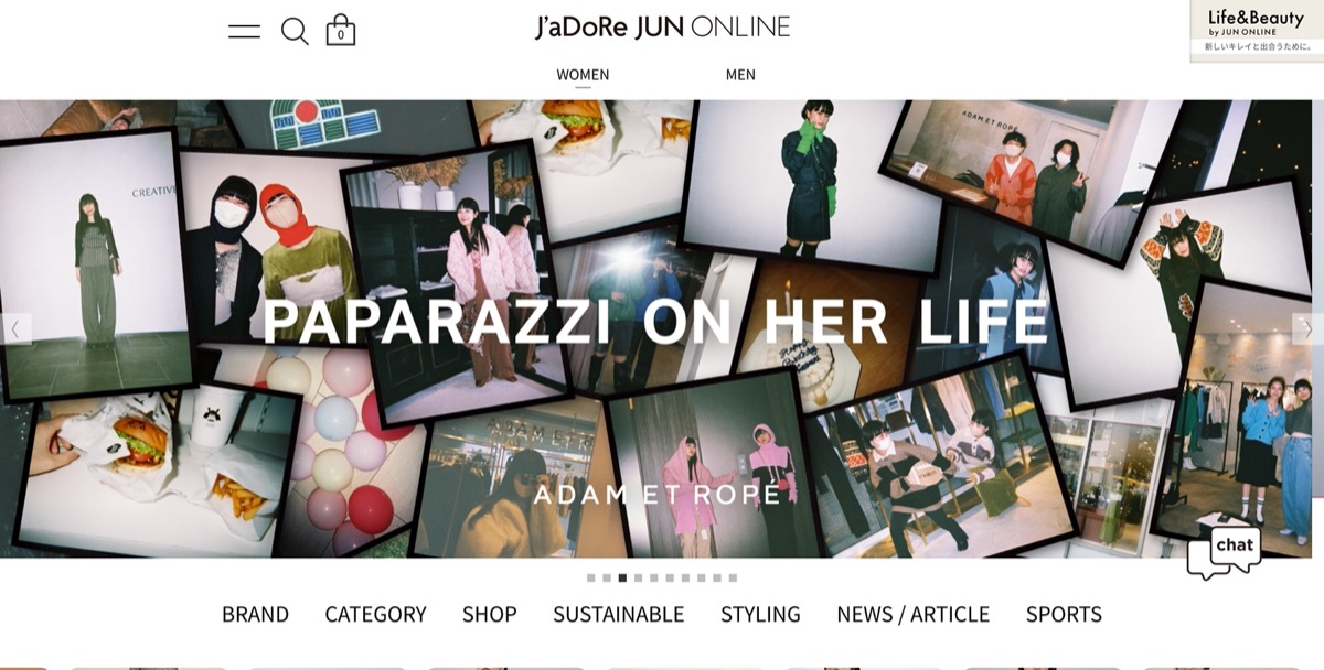 J'aDoRe JUN ONLINE｜アパレルメーカーである株式会社JUNの展開するブランドを取り扱うECサイト