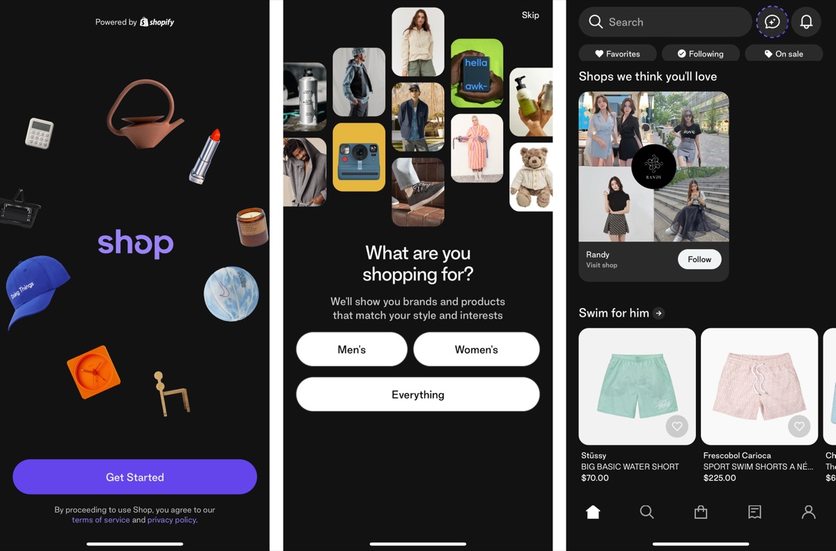 Shopifyで作られたECサイトでのアイテムの購入から注文の追跡までをシームレスに行えるShopアプリ
