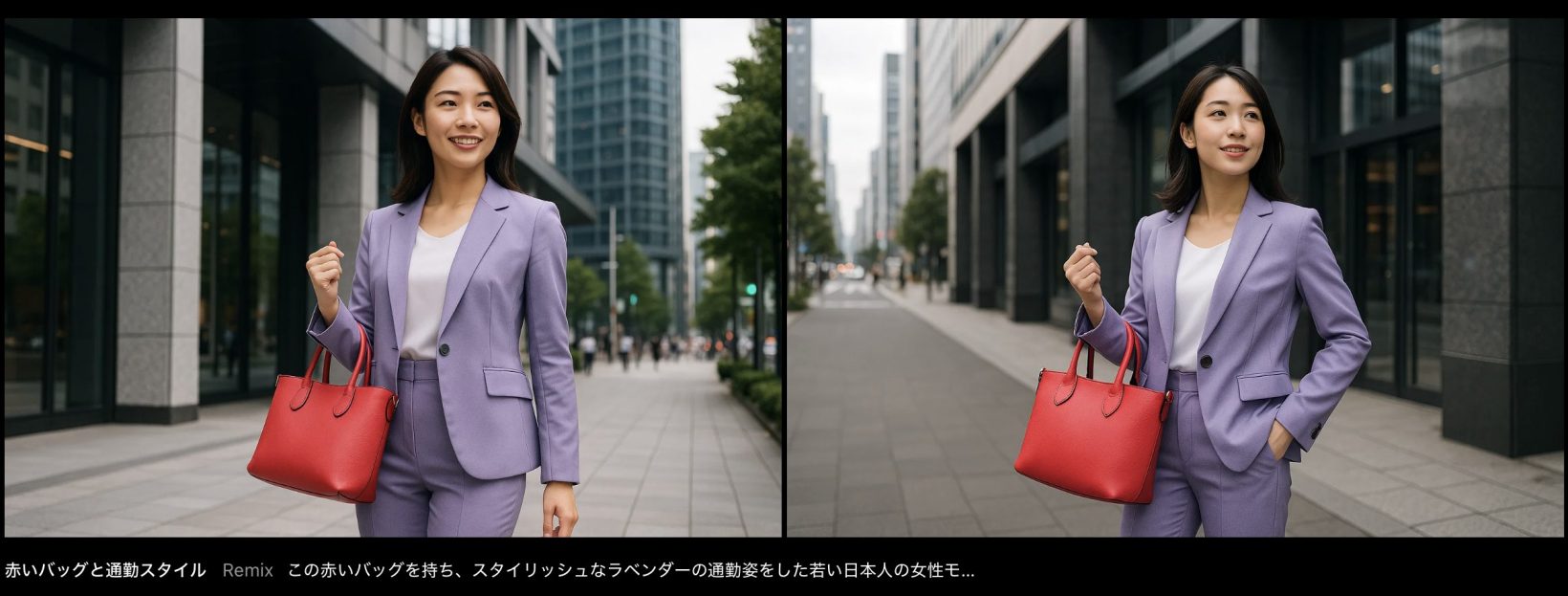 生成された2枚のイメージ。同じプロンプトでも、それぞれが少し異なる雰囲気で生成されるので、より意図やブランドイメージに合うものを選択すればよい