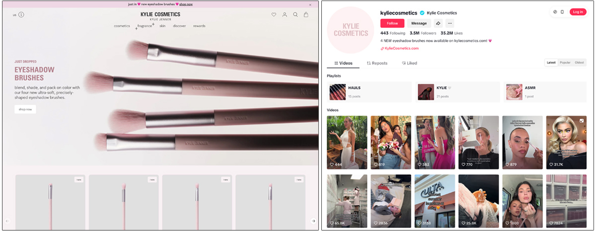 Kylie CosmeticsのECサイトとTikTok