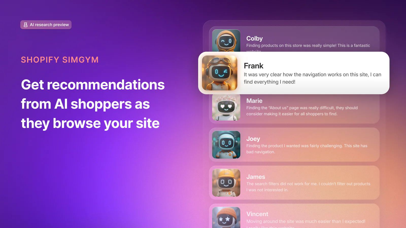 固有のペルソナを持ったAIショッパーのShopify SimGym