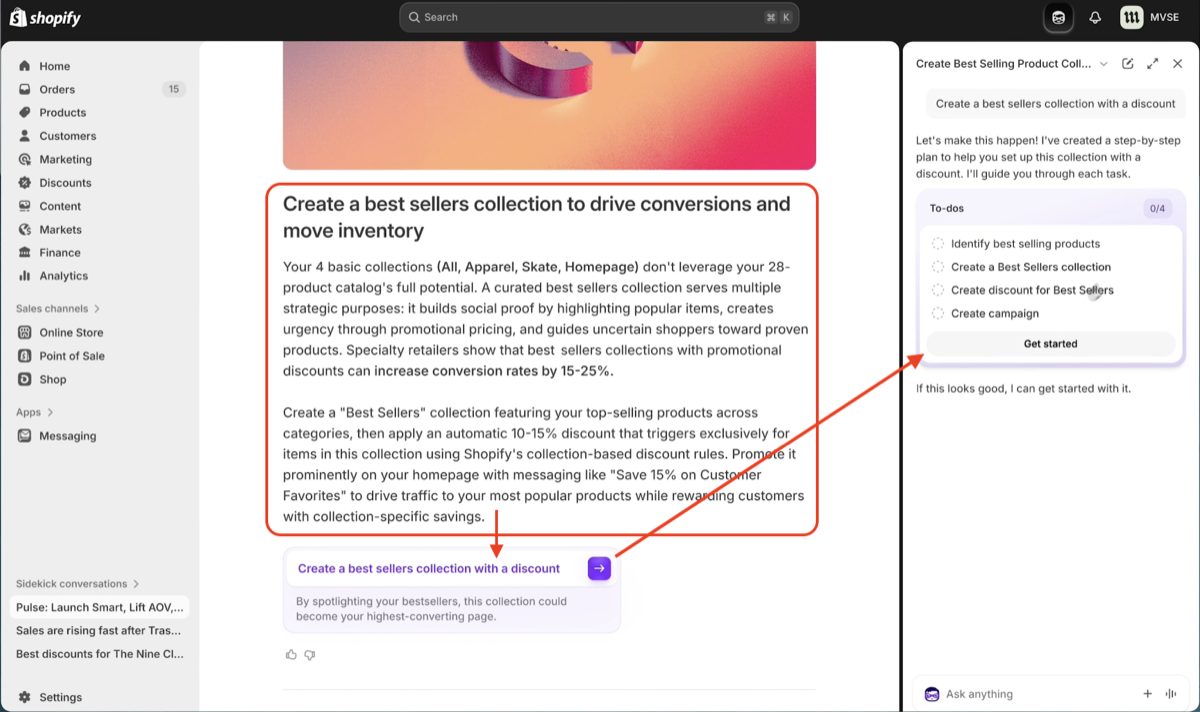 Sidekickによる販売状況分析とアクションリストの生成