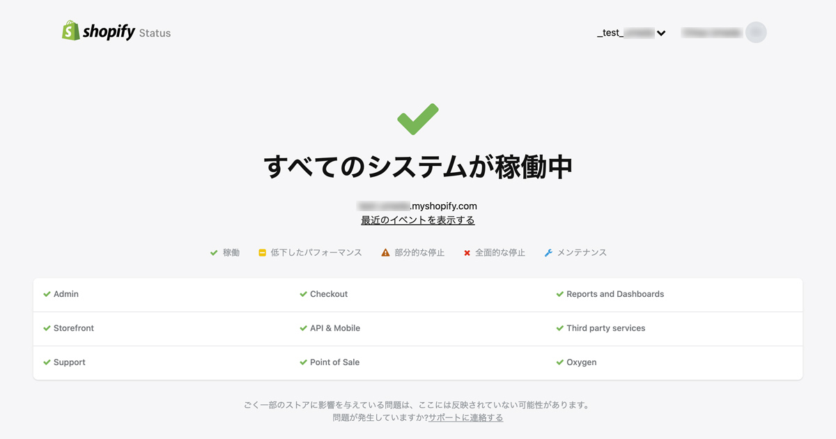 Shopify Statusページ