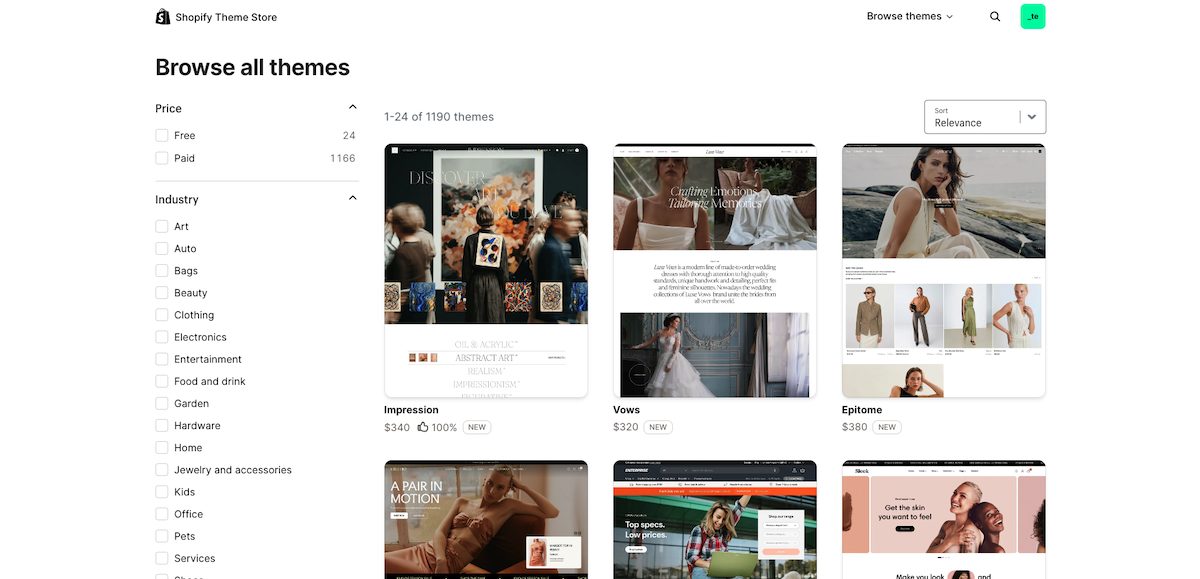 Shopifyテーマストア