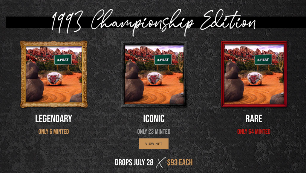 Shopifyで構築されたシカゴ・ブルズのNFT販売ページ